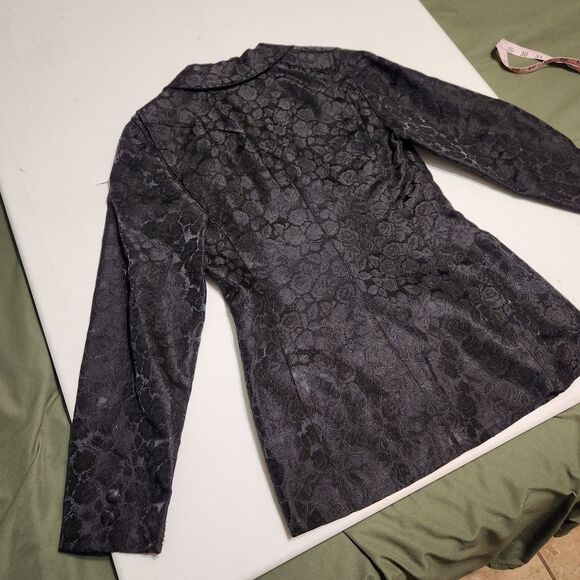 Rare Vintage 60s Panhandle slim Western Goth Punk Black Floral Brocade Blazer - Picture 12 of 15